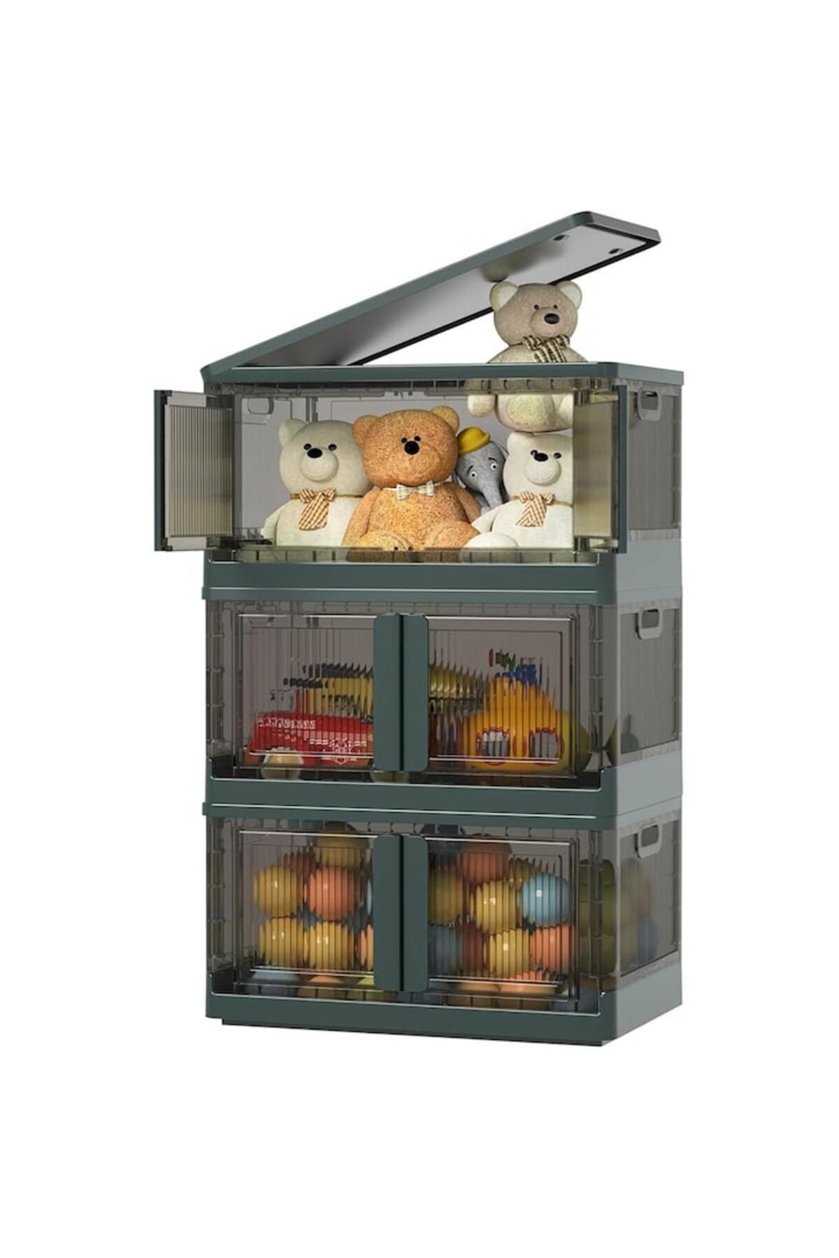 Haixin-Storage boxes, spacious, with lid, foldable and stackable, with wheels, for storing clothes, toys, s 2