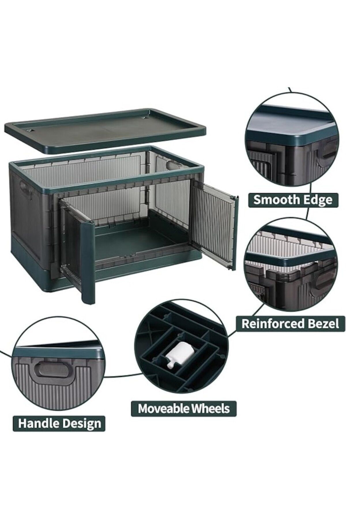 Haixin-Storage boxes, spacious, with lid, foldable and stackable, with wheels, for storing clothes, toys, s 3