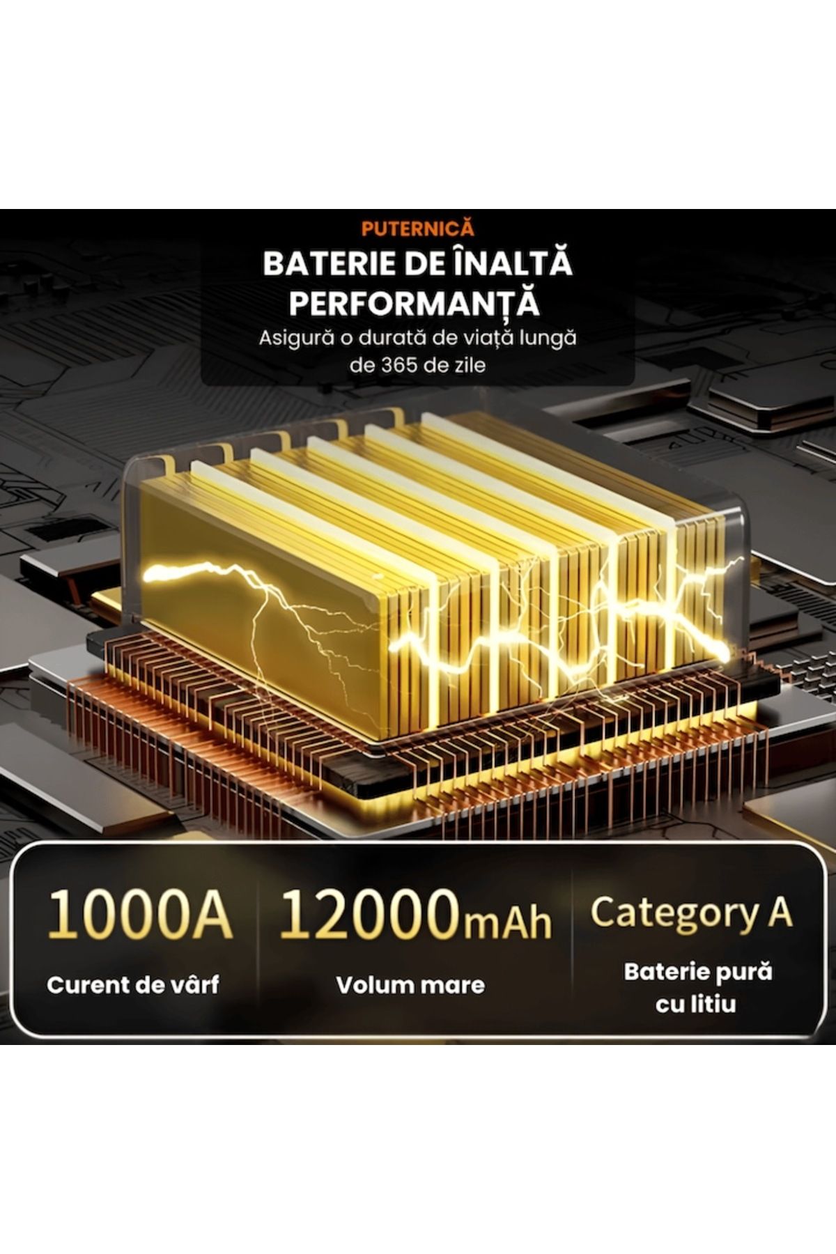 Full Abundance-Starter automat 4 în 1, amplificator de 12000 mAh, baterie externă wireless, lanternă LED și compresor de aer 3