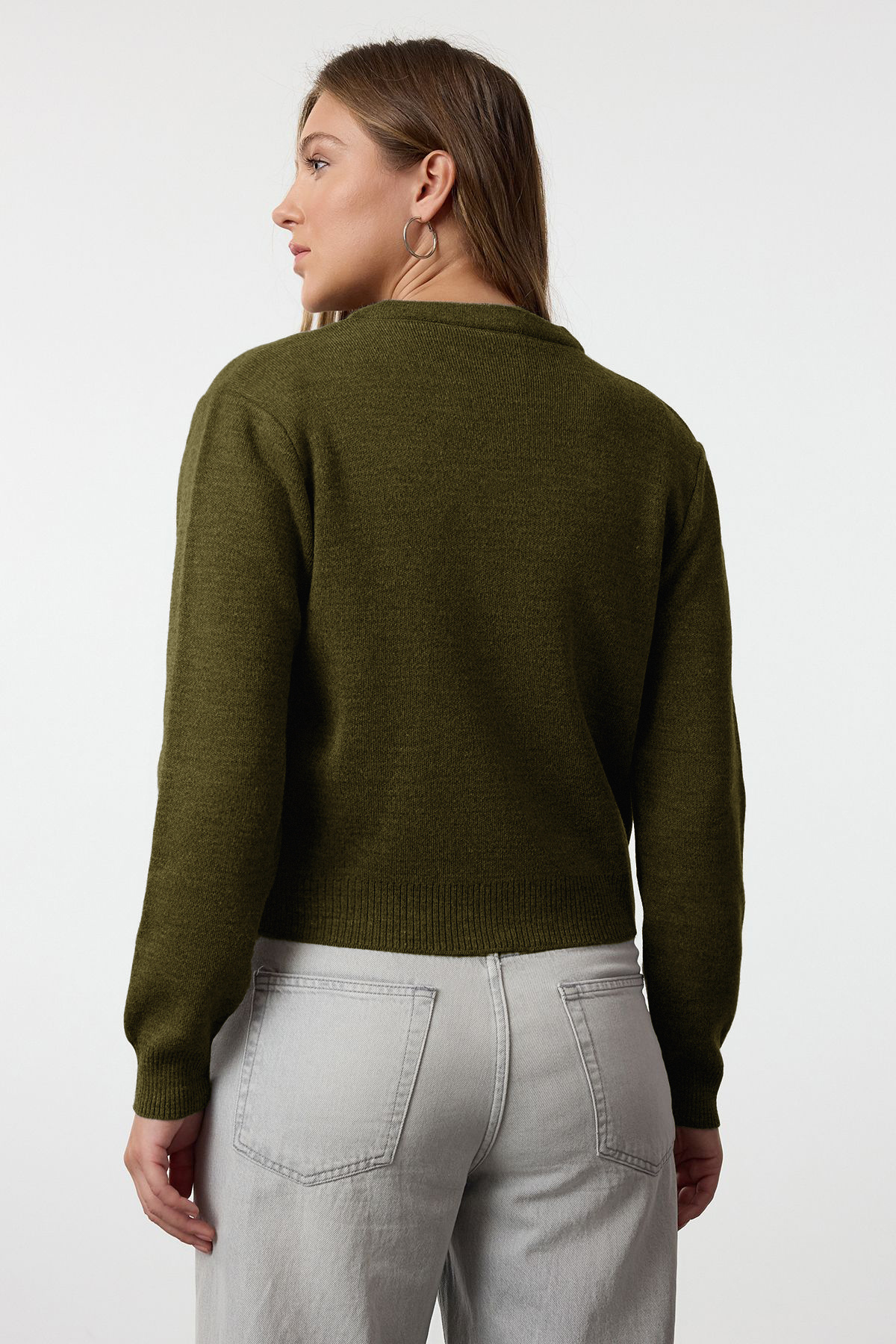 Trendyolmilla  Haki Basic Hırka-Bluz Triko Hırka TWOAW25HI00216 - Görsel 7