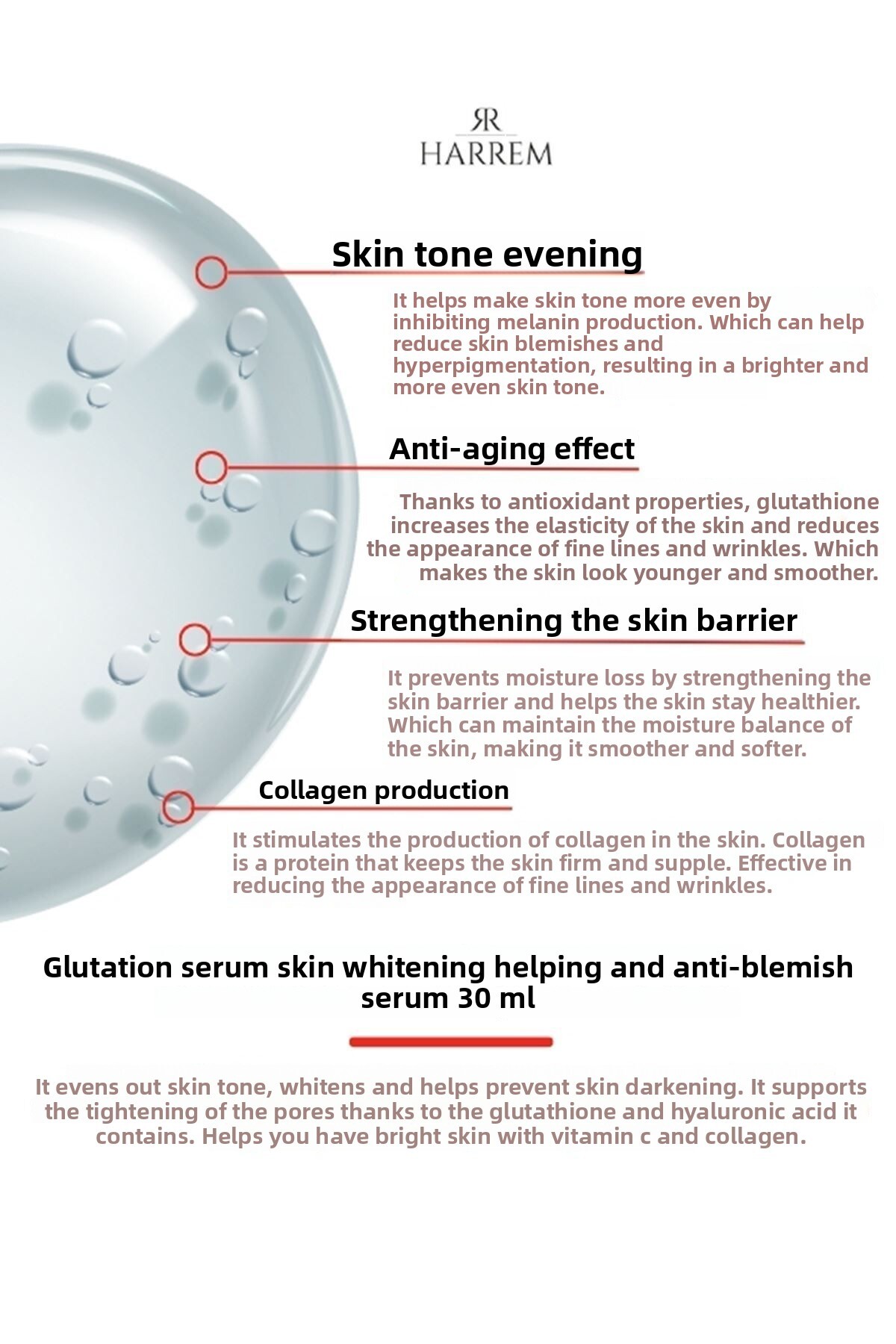 Harrem Glutathione Skin Whitening and Anti-Blemish Serum- Trendyol