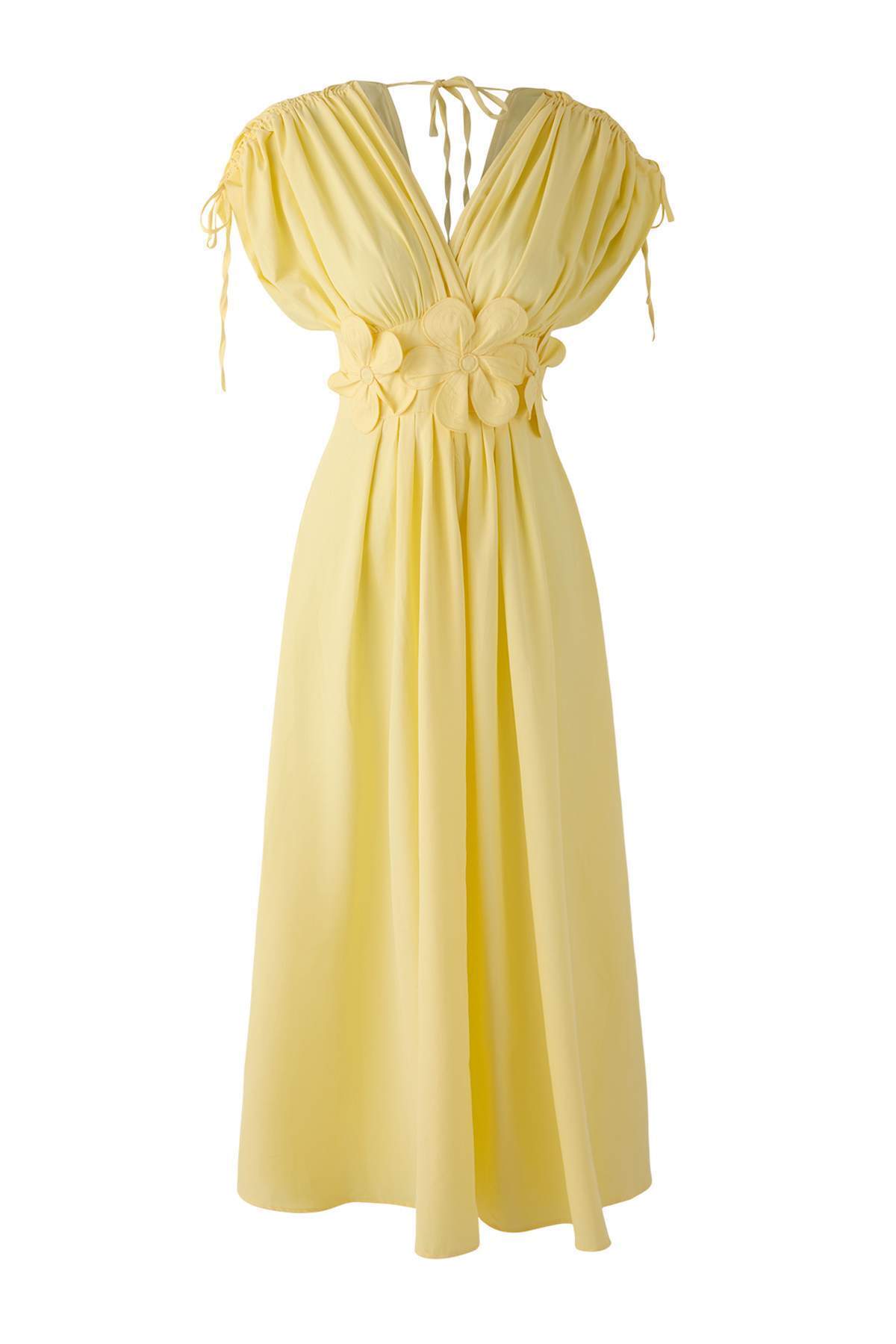 Trendyolmilla  Açık Sarı 3 Boyutlu Çiçek Detaylı Poplin Şık Abiye Gece Mezuniyet Elbisesi TPRSS24EL00282 - Görsel 10