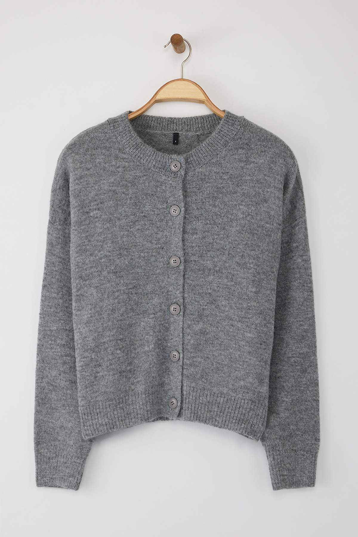 Trendyolmilla  Wardrobe Essentials Antrasit Alpaka Yünü Karışımlı Geniş Kalıp Triko Hırka | TWOAW26HI00089 - Görsel 5