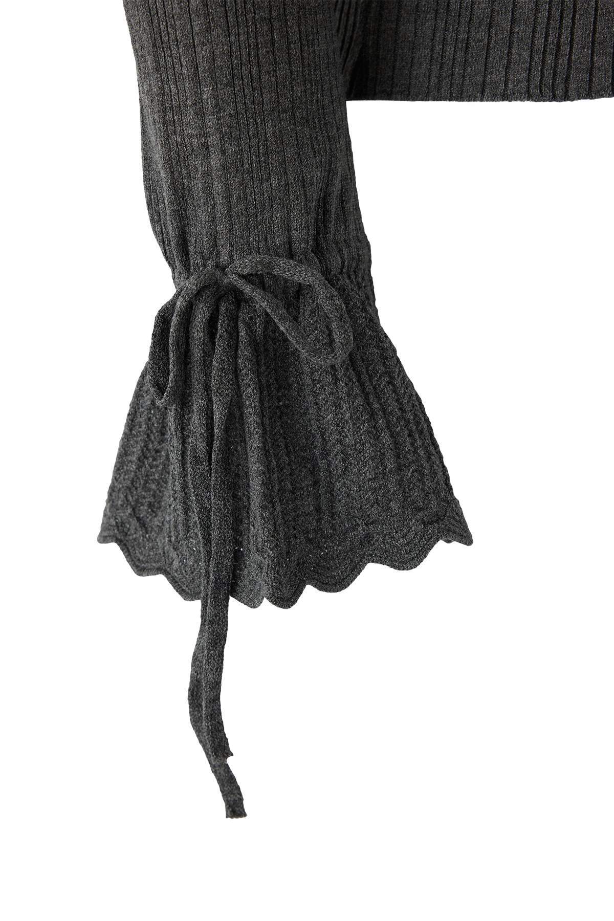 Trendyolmilla  Antrasit Merserize Görünümlü Fitilli Polo Yaka Triko Hırka TWOAW26HI00111 - Görsel 6