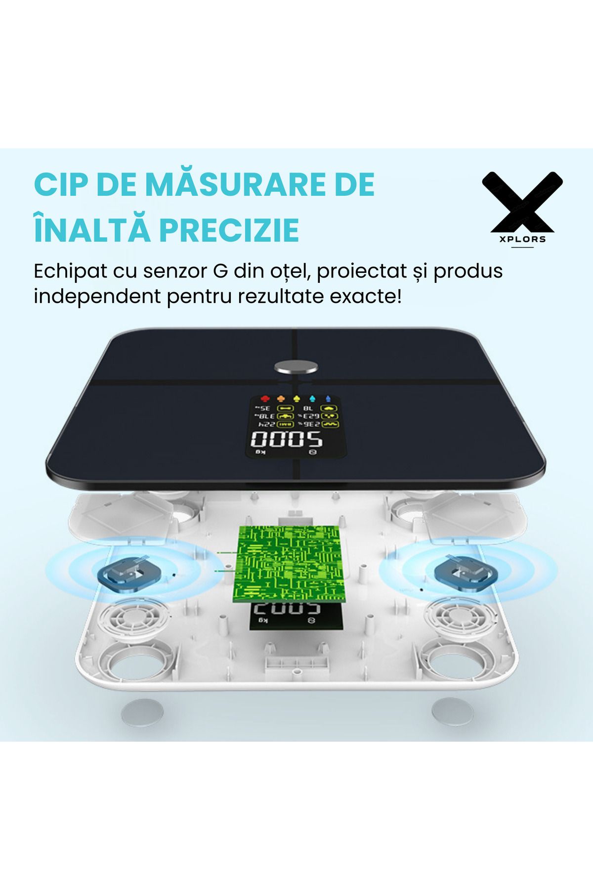 XPLORS-Smart Scale ®, Body Analysis, 22 Indicators, G-Sensors, Bluetooth, Ios/android, black 5