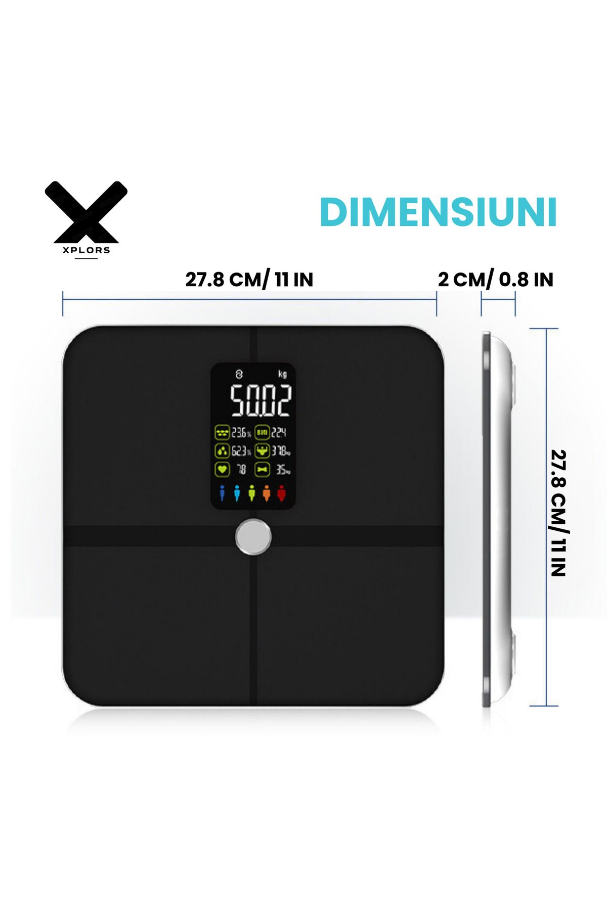 XPLORS-Smart Scale ®, Body Analysis, 22 Indicators, G-Sensors, Bluetooth, Ios/android, black 8