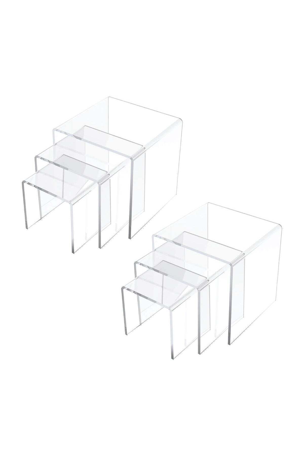 SMARTPOINTS-6 Pcs Acrylic Display Risers Clear Square Nesting Stands Shelf for Display 7