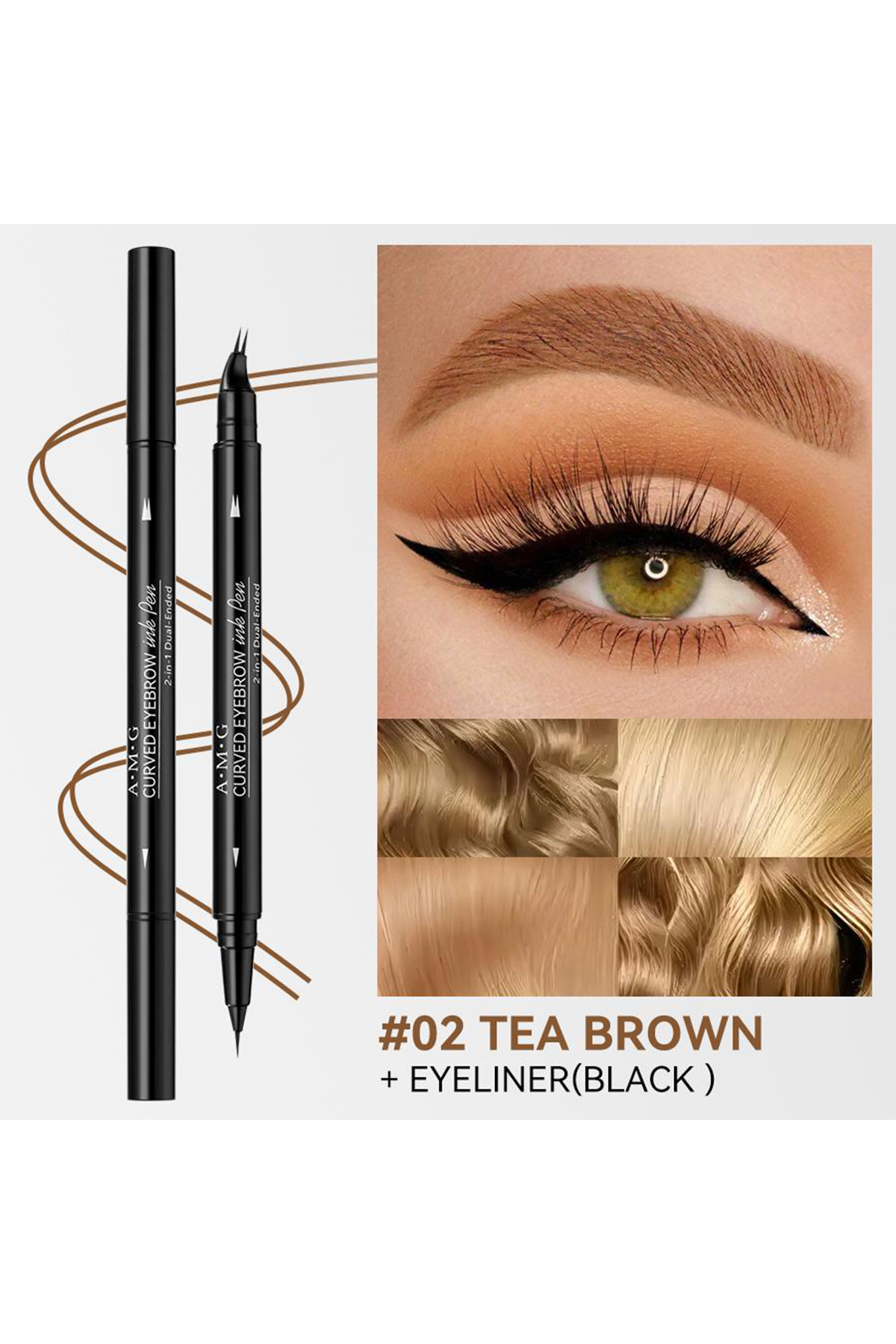 ÇATAL UÇLU Suya Dayanıklı Kaş Kalemi–2’si 1 Arada Microblading Etkili Eyeliner&Kaş Kalemi-GRAY BROWN — قهوه‌ای 2in1eyeliner — تصویر 5 از 6