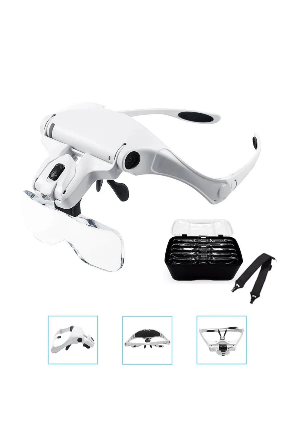 TAREZ-Mg-9892 Led Lighted Glasses Head Magnifier – 5 Different Lenses, Adjustable Loop Glasses with 2 Leds 3