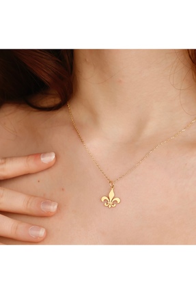 altın temas Zambak Sembol Kolye – 925 Ayar Gümüş Üzeri 18K Altın Kaplama Asil...