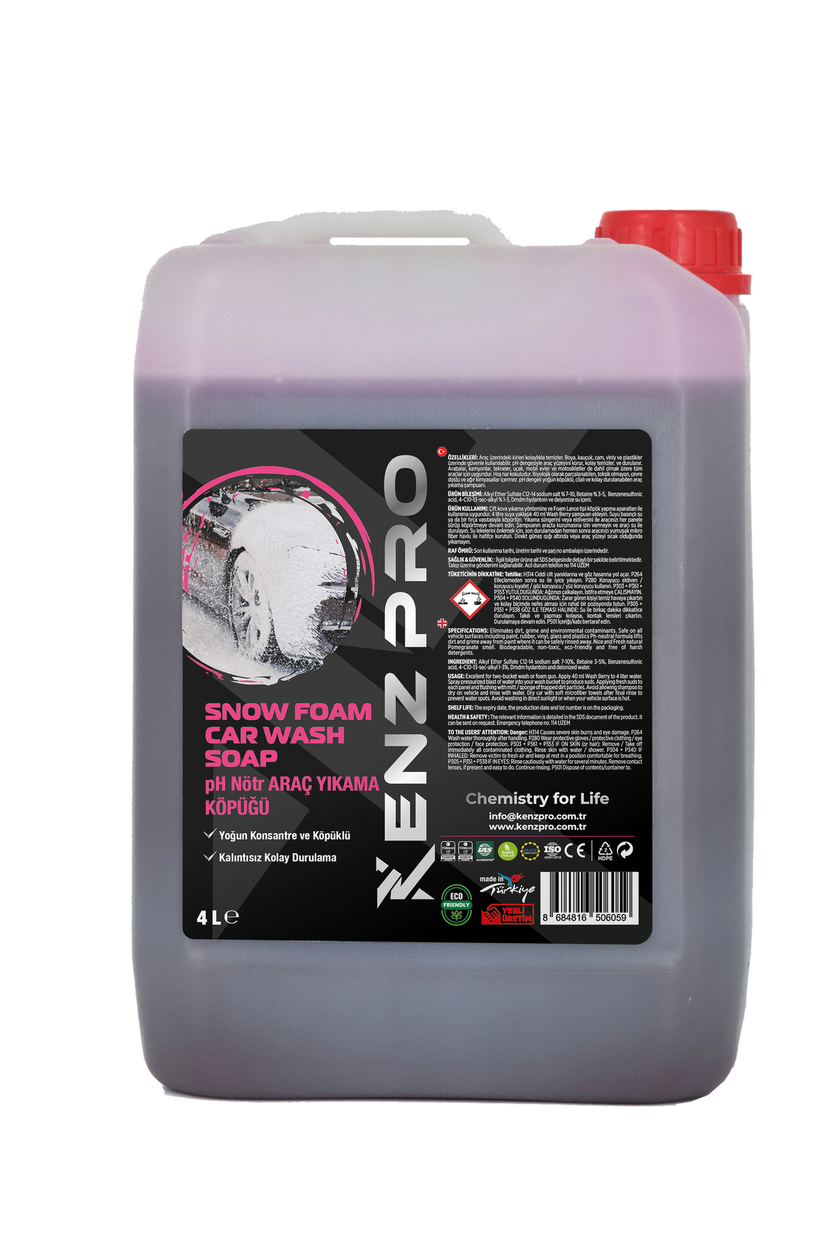 Personal Care PⅡ+ 4袋 KenzPro KNZP1509 Ph Nötr Araç Yıkama Köpüğü - Snow Foam Car
