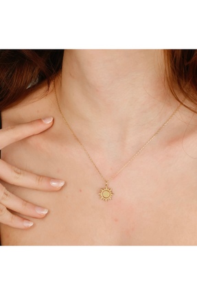 altın temas Güneş Figürlü Kolye – 925 Ayar Gümüş Üzeri Altın Kaplama Minimal ...