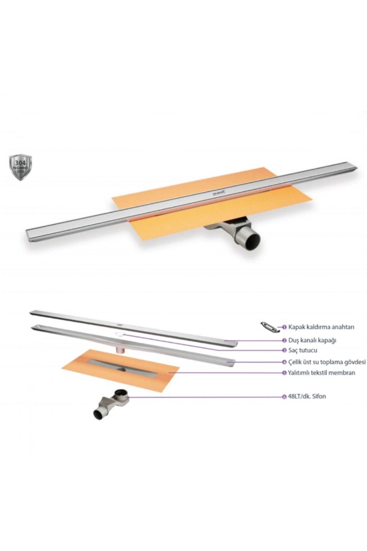 Hüppe Virtuoso Duş Kanalı, Yandan Çıkışlı, 60cm, Mat Satine, Seramik Uyumlu, 47H0032000000006