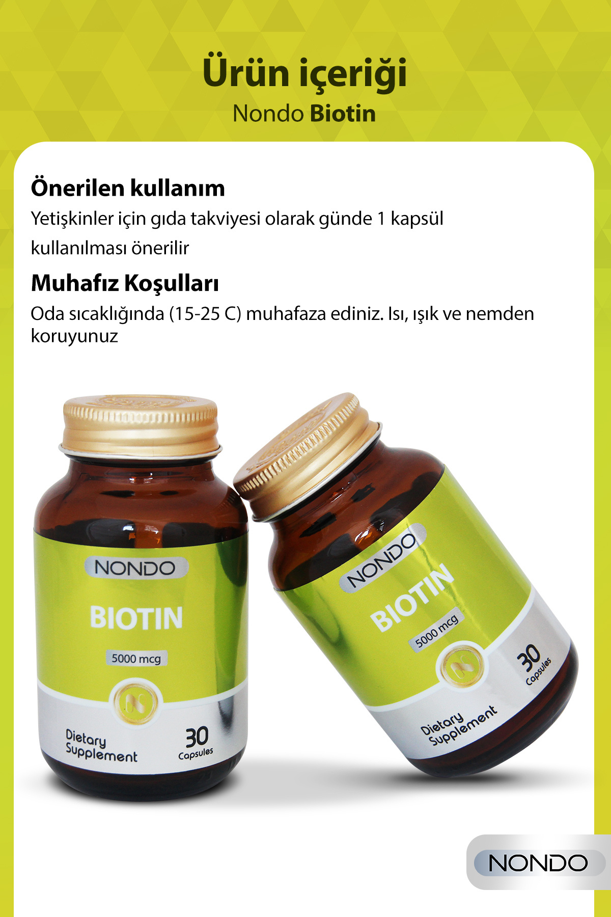 Nondo-Biotin 5000 Mcg 30 Capsules - Hair and Nail Vitamin 4