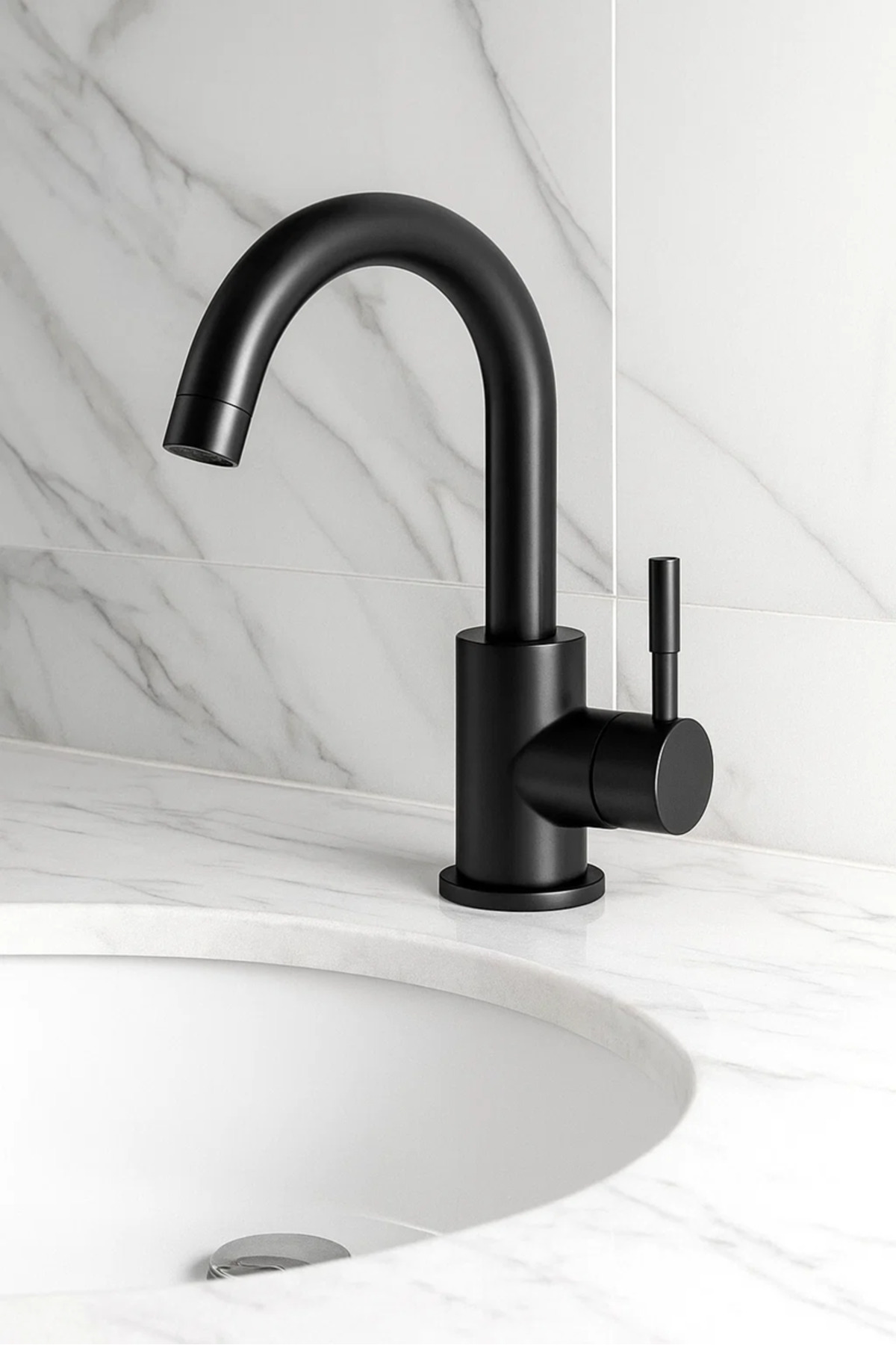 Sardıcı Vermilion Series Siyah Lavabo Bataryası 5 Yıl Garantili Çift Su Girişli Garantili