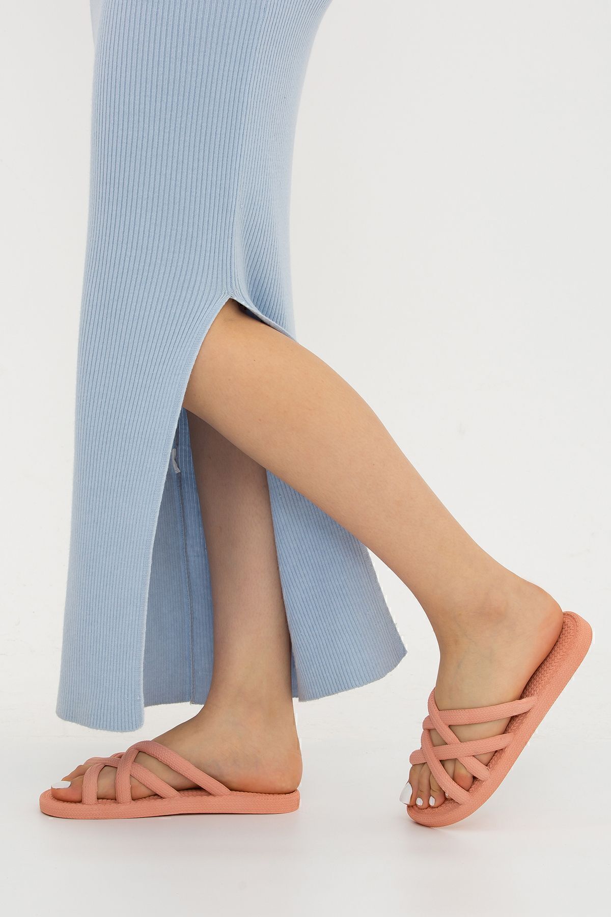 Moda Devrin-Gz12494 Αντιολισθητικές Παντόφλες με Ψάθινο Σολομού Παντόφλες παραλίας πισίνας 3