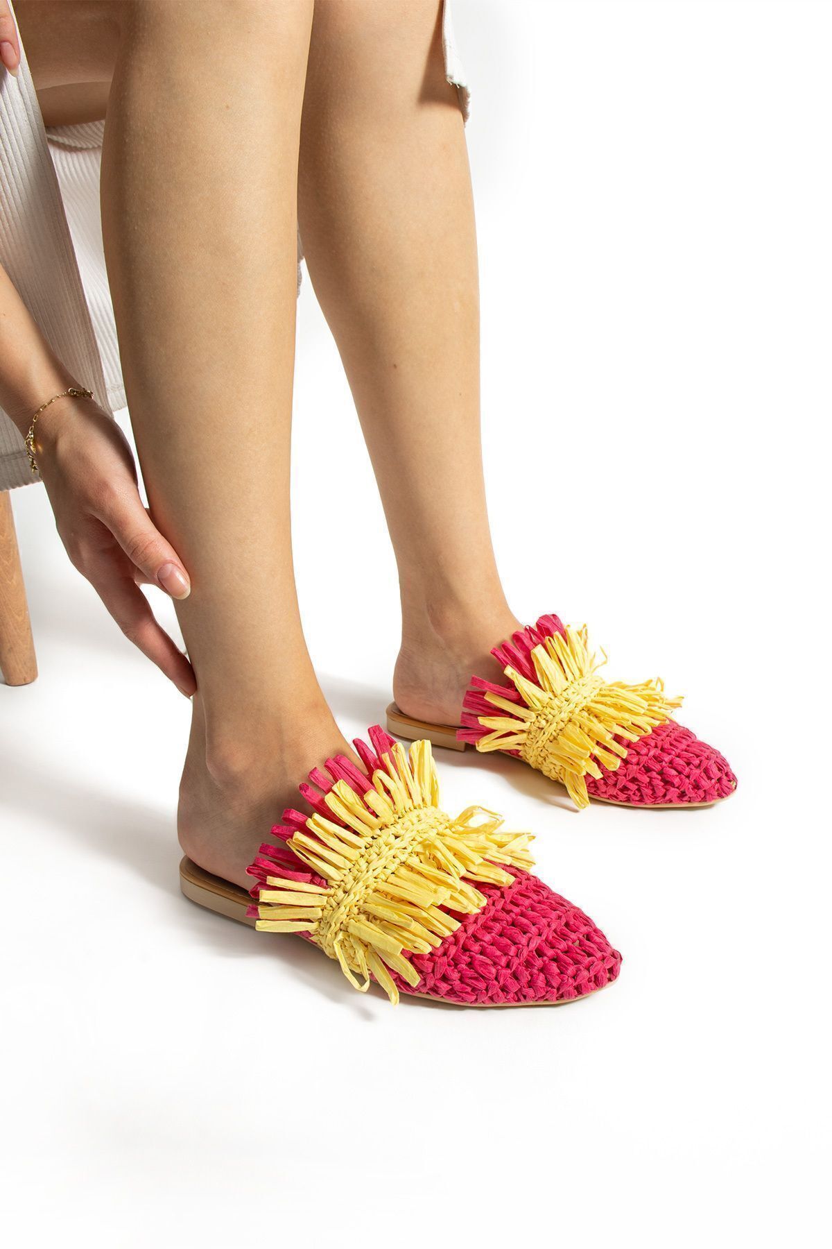 Moda Devrin-Papuci de damă Fujia Wicker Tassel Papuci de plajă cu talpă anti-alunecare 3
