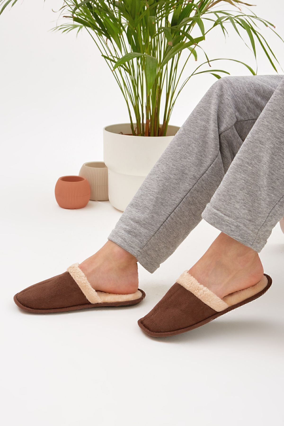 Moda Devrin-3 Pack Closed Front Fur Inside Slippers Home Slippers Dowry Bundle Set (Narrow Fit) 4