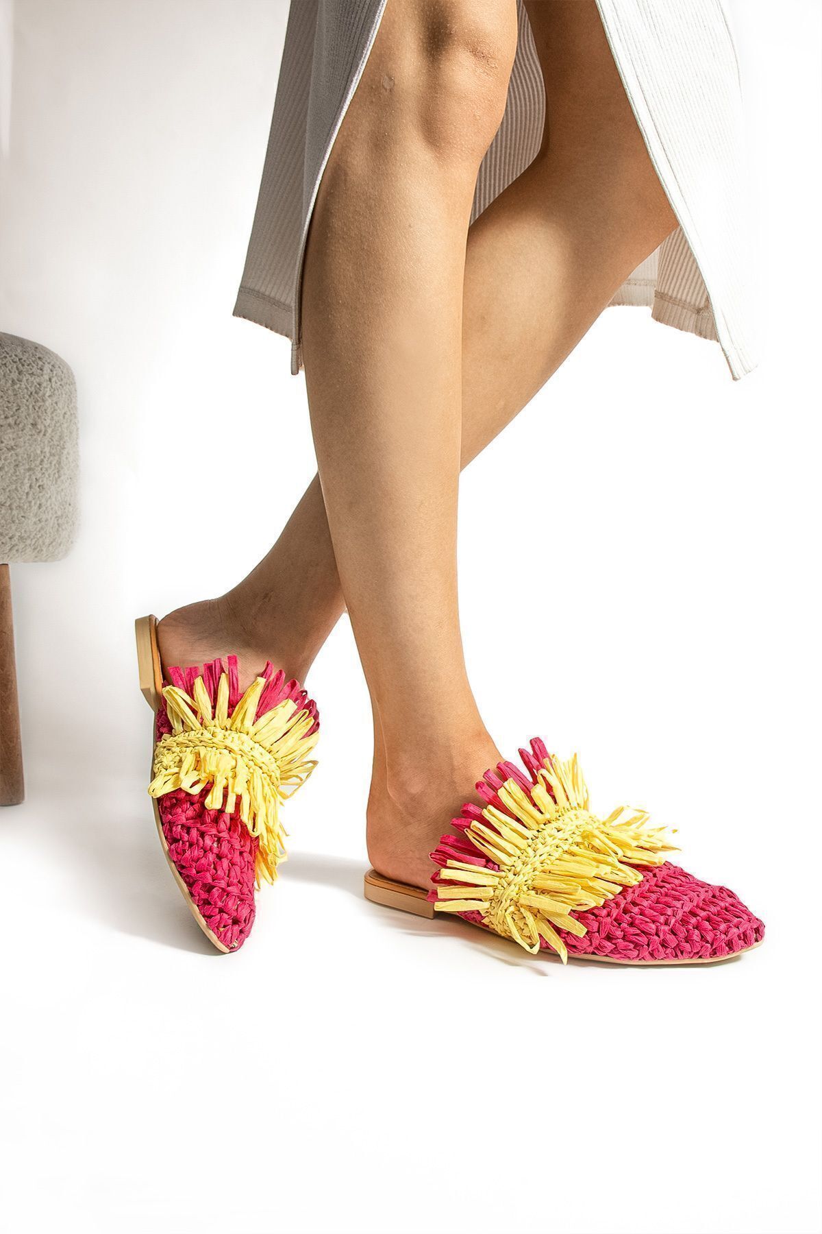 Moda Devrin-Papuci de damă Fujia Wicker Tassel Papuci de plajă cu talpă anti-alunecare 4