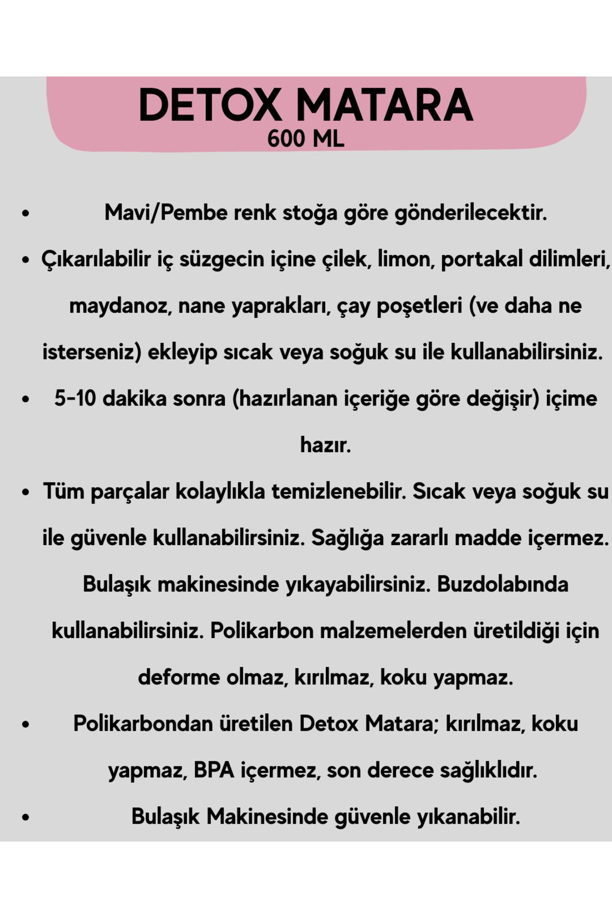 Çiftsan-زجاجة ديتوكس بولي كربونات 600 مل 3