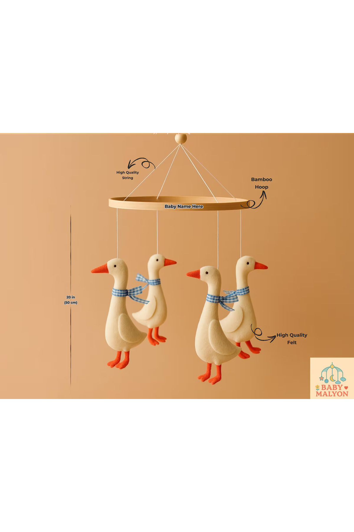 hobiimobiii BEBEK BEŞİK SÜSÜ (MÜZİKLİ) DÖNENCE ÖRDEK FİGÜRLÜ fotoğrafı 3 (önizleme)