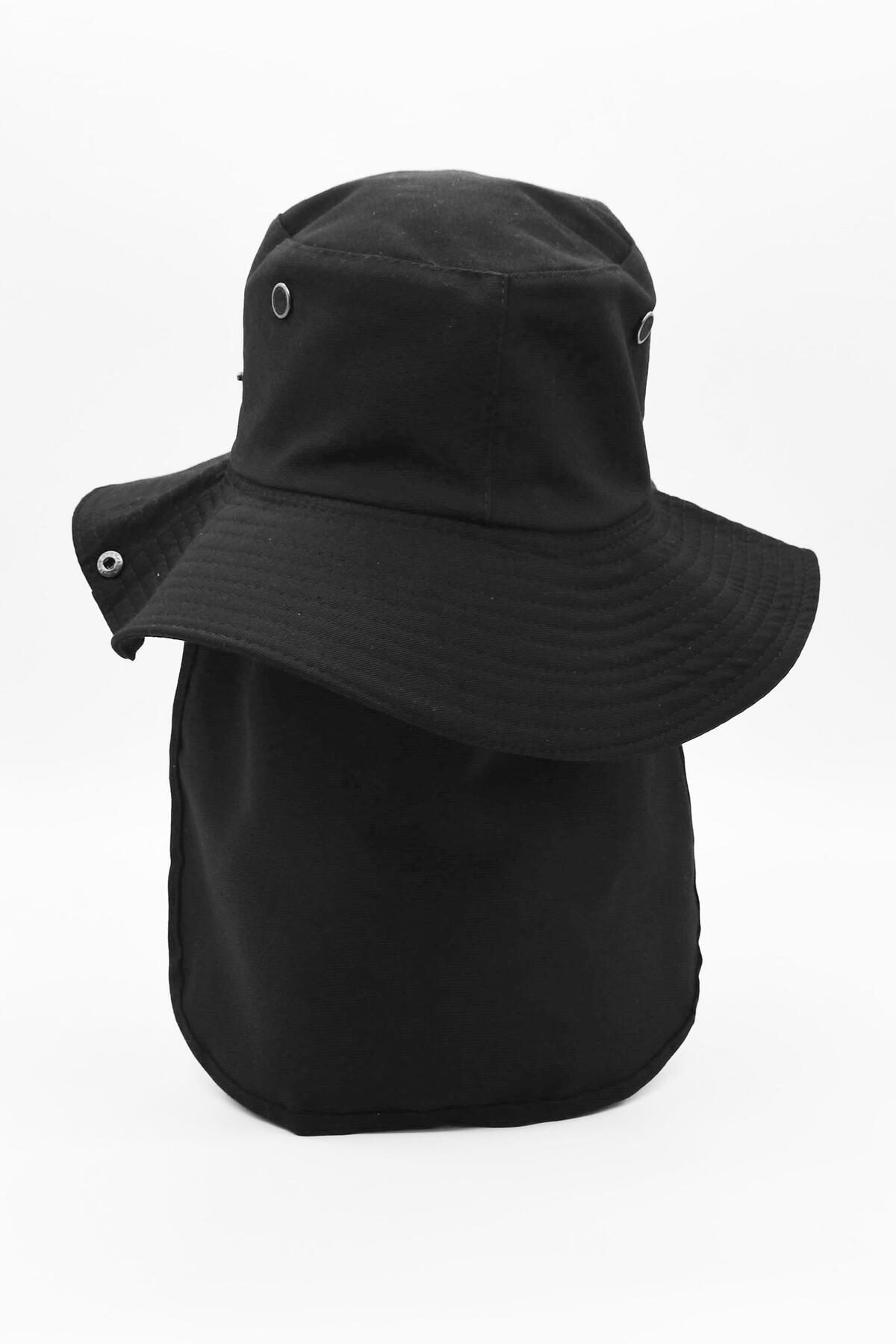 Külah Outdoor Uv Güneş Koruyucu Şapka Siyah Lejyoner Safari Şapkası görsel 4