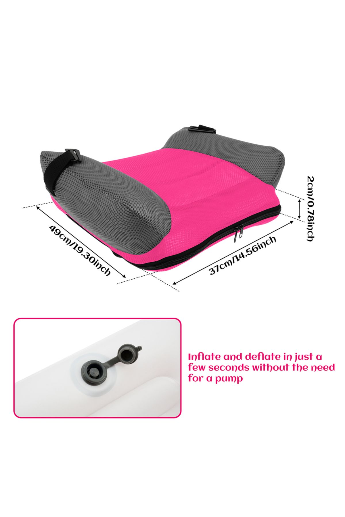 Choice-Rose Red Inflatable Car Booster Seat Cushion Pvc Travel Portable Booster Cushion With Storage Bag Fo 1