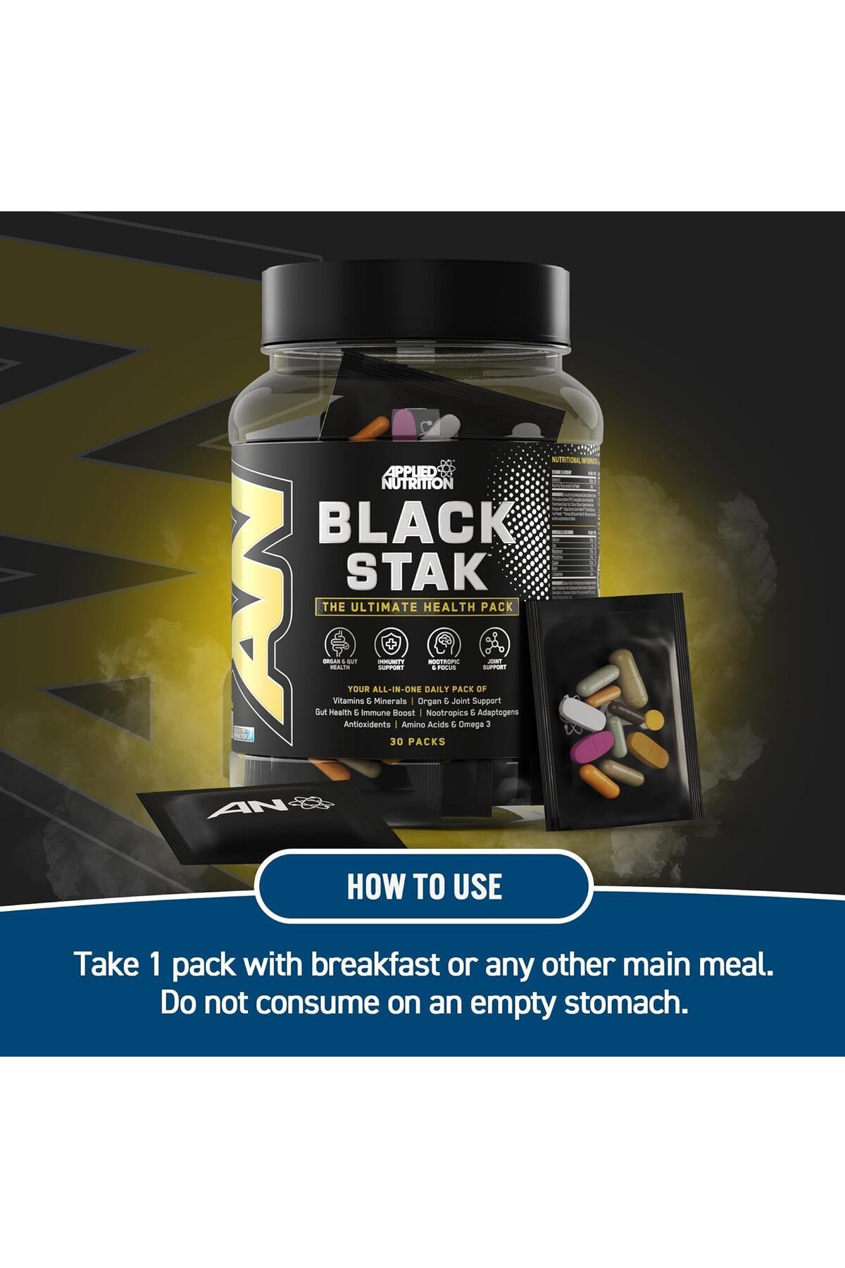 applied nutrition-Black Stak, Complete Performance Complex, 30 All-in-one Sachets, Multivitamins Antioxidants And More 5