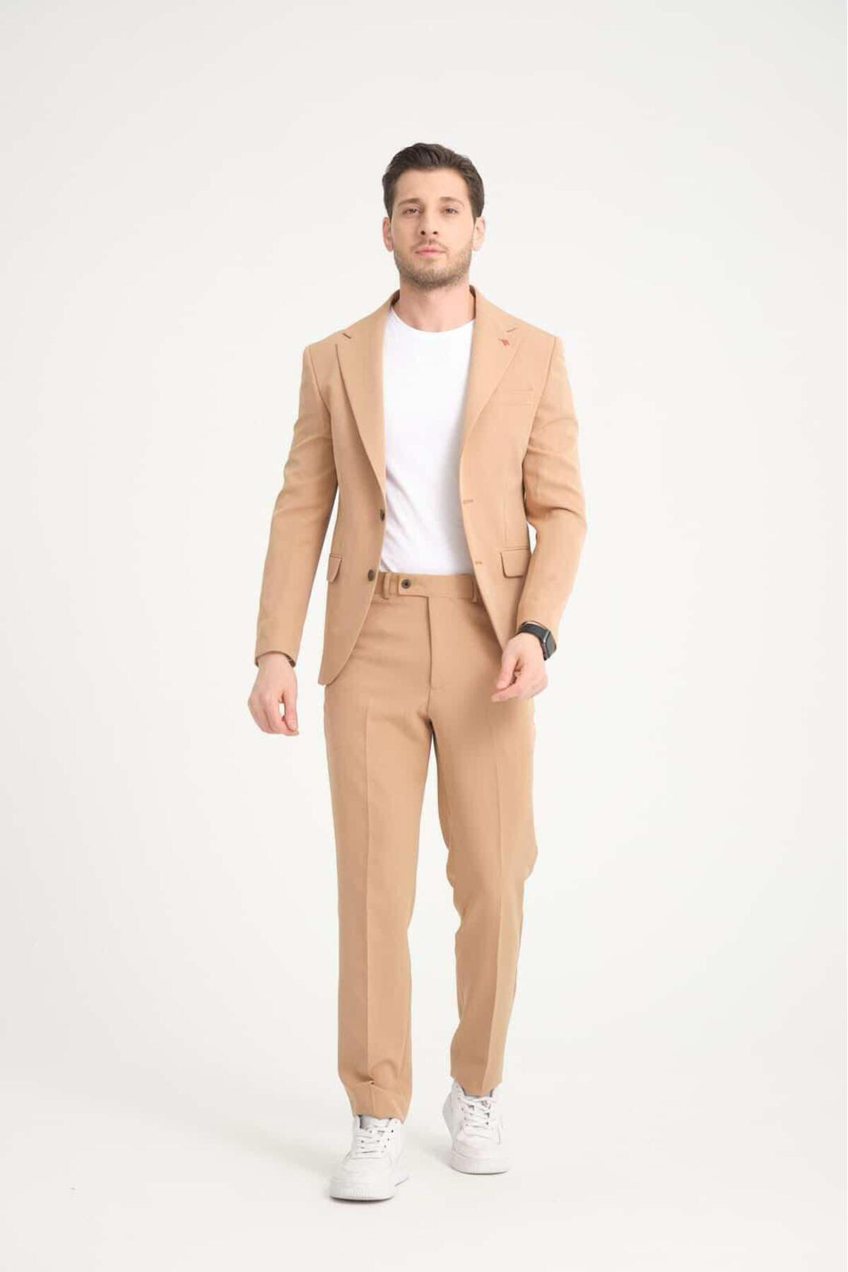 ERKEK TAKIM ELBİSE SLİM FİT EN BOY LİLRA — بژ 1313