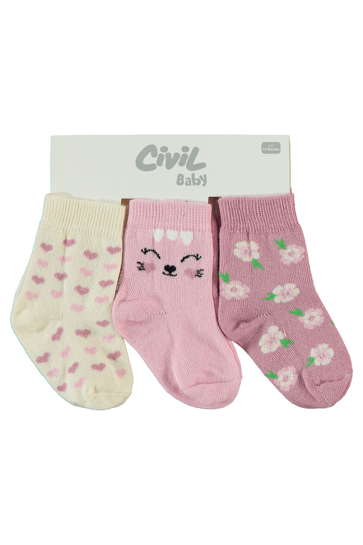 سیویل بیبی ست جوراب نوزادی دخترانه ۳ تکه، سایز ۶ تا ۱۸ ماه، رنگ صورتی سیویل بیبی ست جوراب نوزادی دخترانه ۳ تکه، سایز ۶ تا ۱۸ ماه، رنگ صورتی