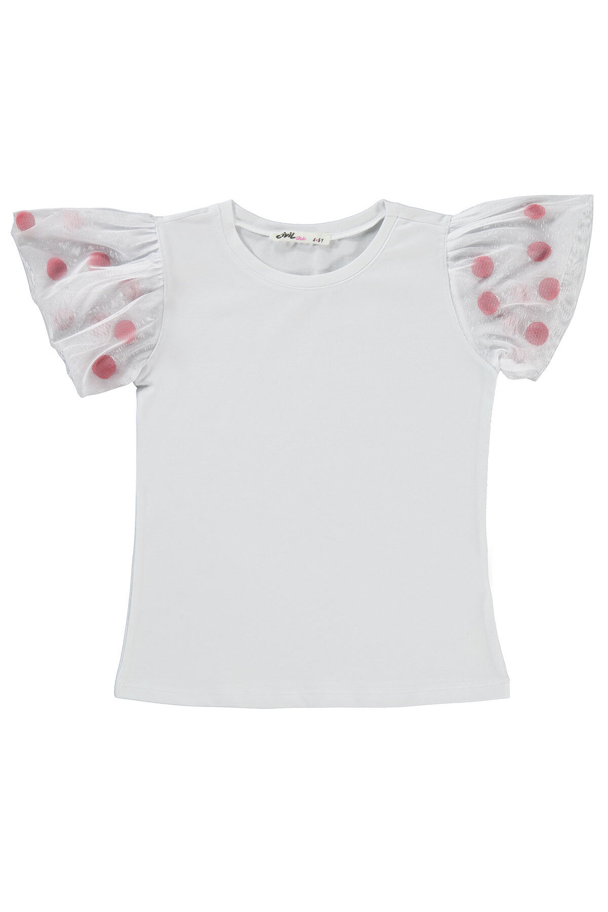 Civil Girls-Girl's T-Shirt 4-9 Years White-Red 3