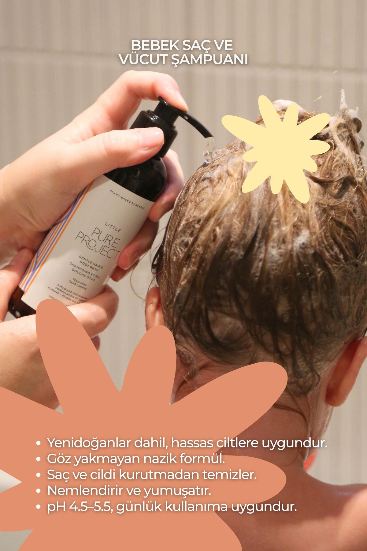 Pure Project Unisex Bebek Saç Ve Vücut Şampuanı fotoğrafı 2 (önizleme)