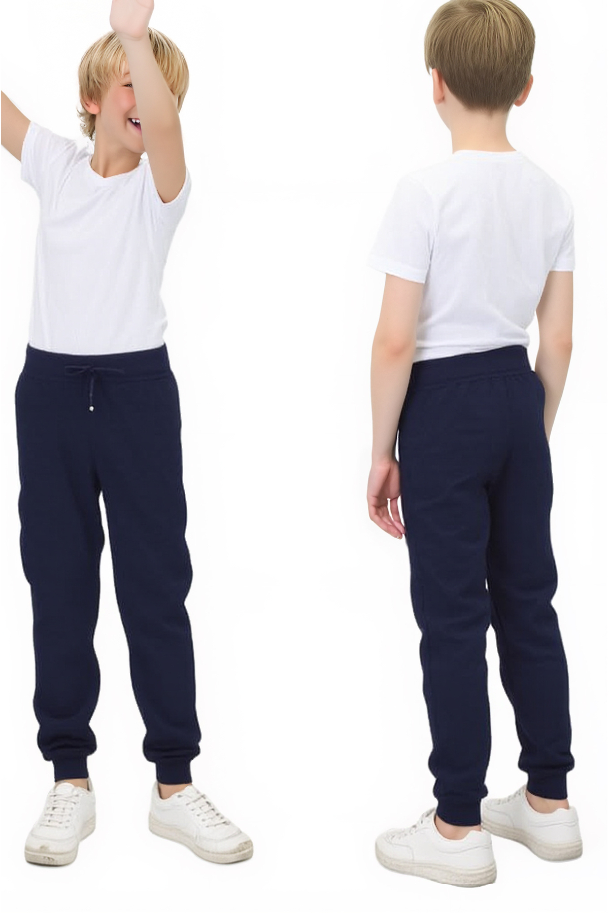 شلوار مدرسه پسرانه سرمه‌ای، کمر کشی ۱۰۰٪ پنبه، برش راحت