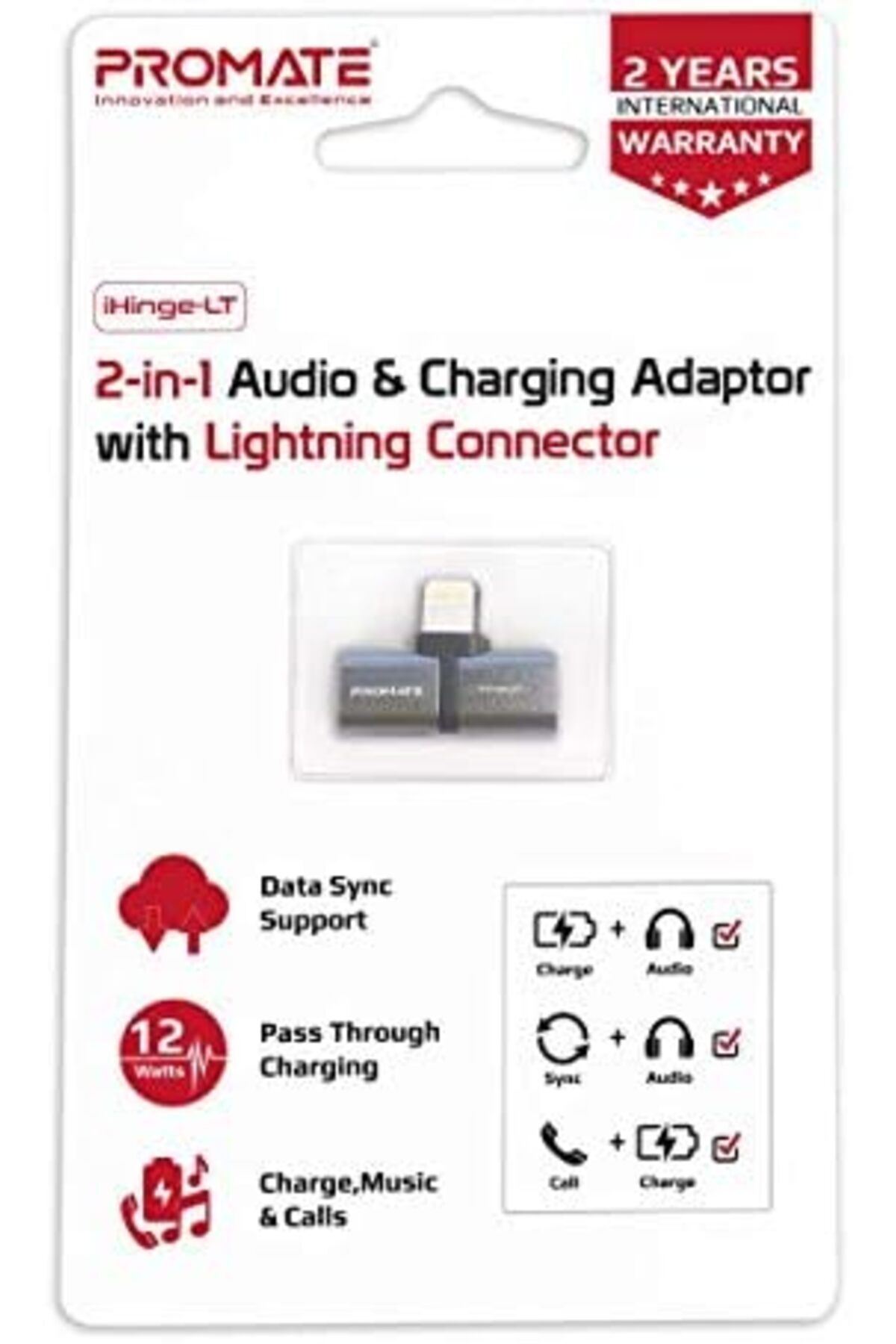 Promate-محول موزع Lightning، محول 2 في 1 ممتاز من Lightning إلى سماعة الرأس مع صوت ومزامنة الشحن 7