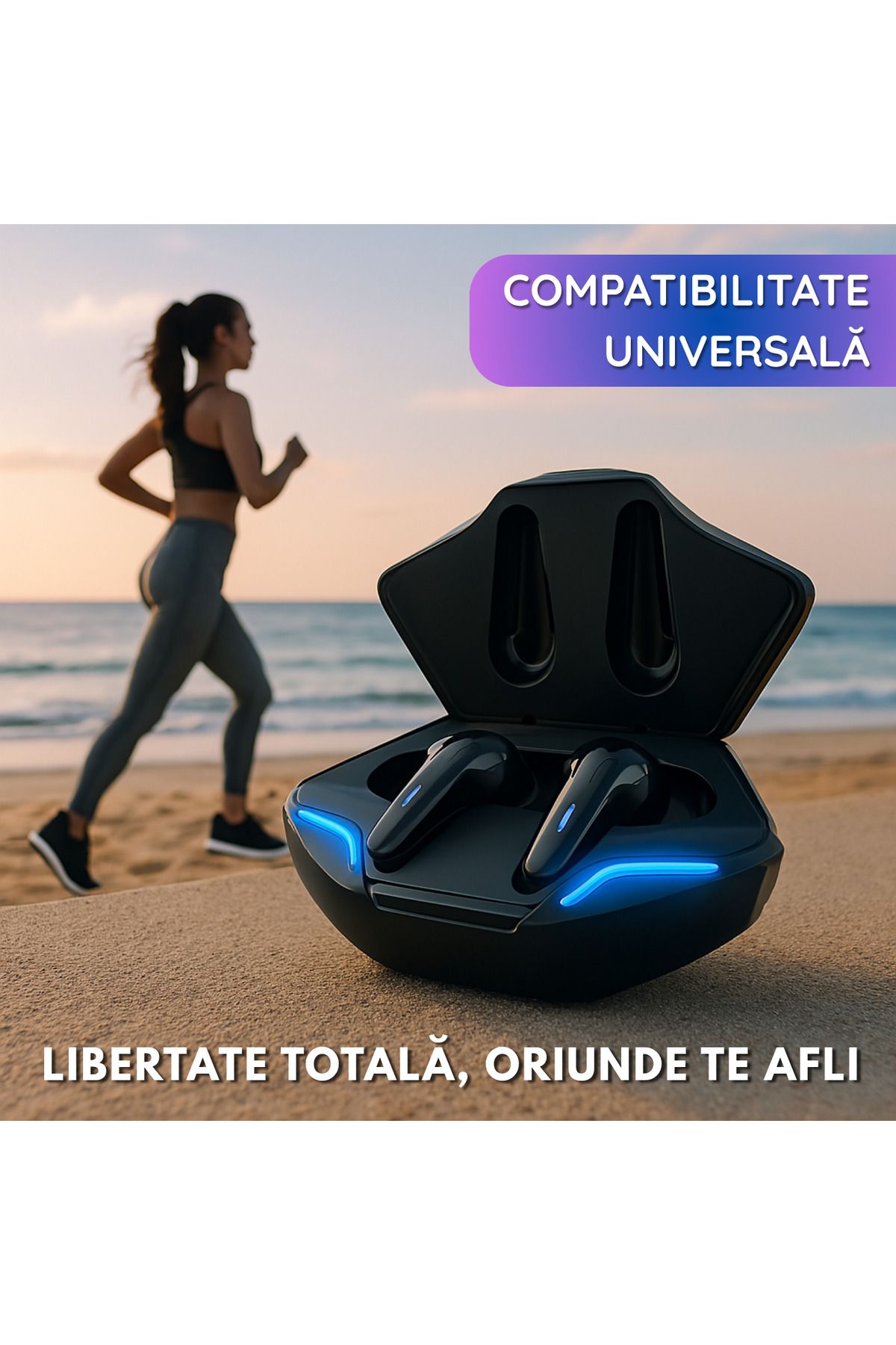 OEM-Casti Wireless Earbuds, Bluetooth 5.2 Edr, In Ear, Control Tactil Inteligent, Led Rgb, Negru 3