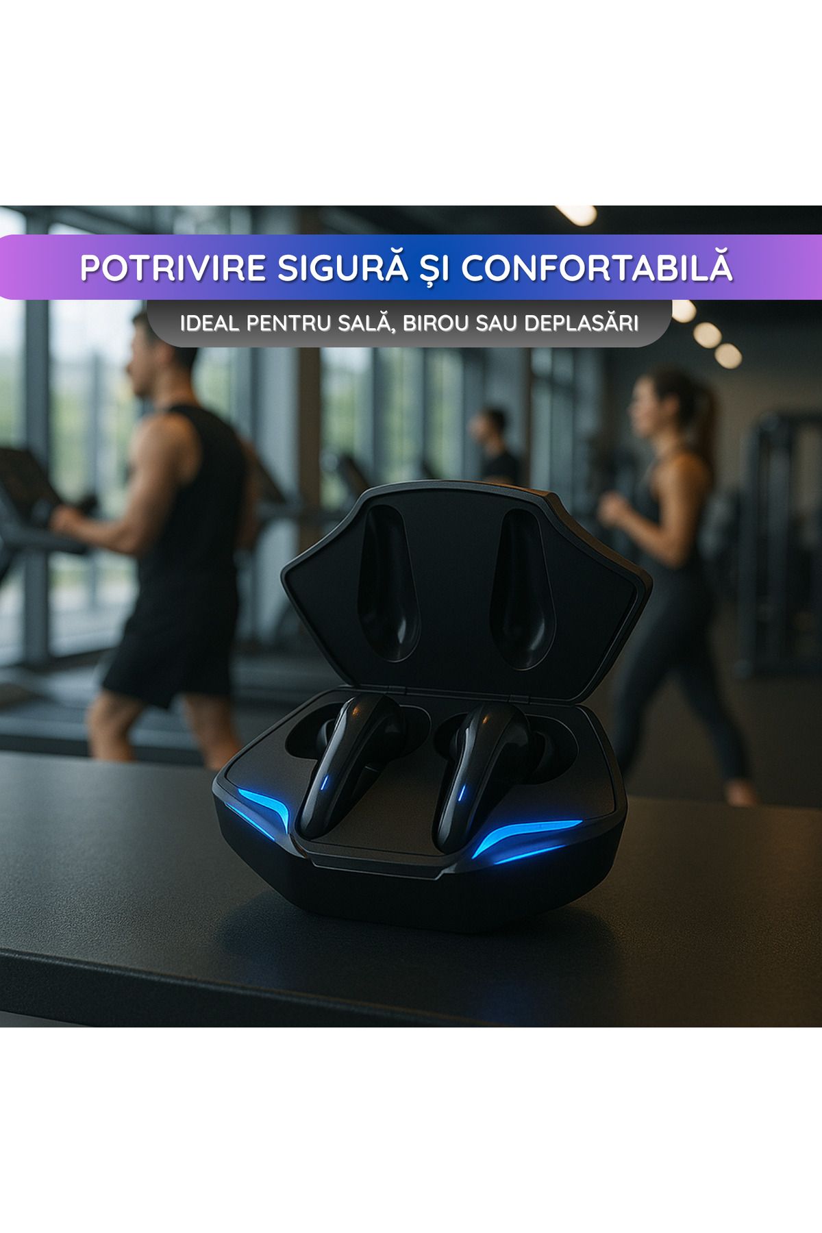 OEM-Casti Wireless Earbuds, Bluetooth 5.2 Edr, In Ear, Control Tactil Inteligent, Led Rgb, Negru 5
