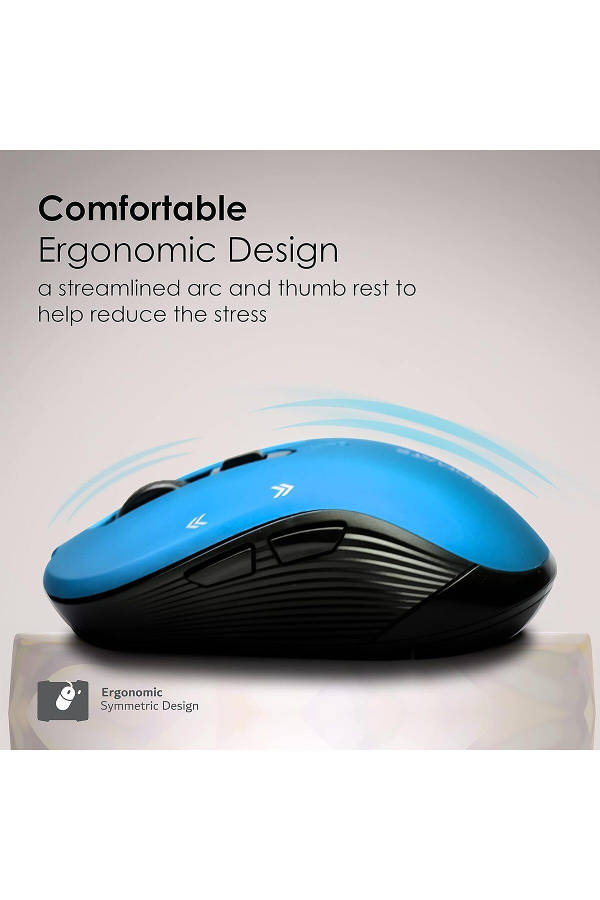 Promate-1600DPI Wireless Mouse, Ergonomic Symmetric 2.4GHz Cordless Optical Mouse with Nano Receiver 2