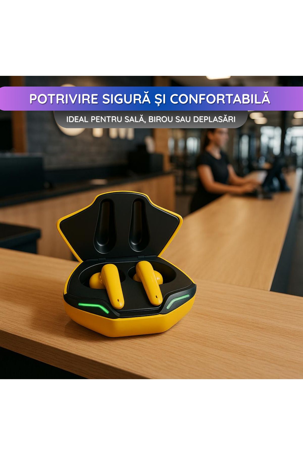 OEM-Wireless Earbuds, Bluetooth 5.2 EDR, In Ear, Smart Touch Control, RGB LED, Yellow 5