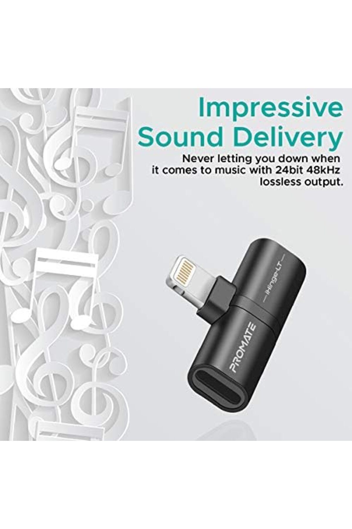 Promate-Lightning Splitter Adapter, Premium 2-In-1 Lightning to Headphone Audio and Sync Charging Ja 6