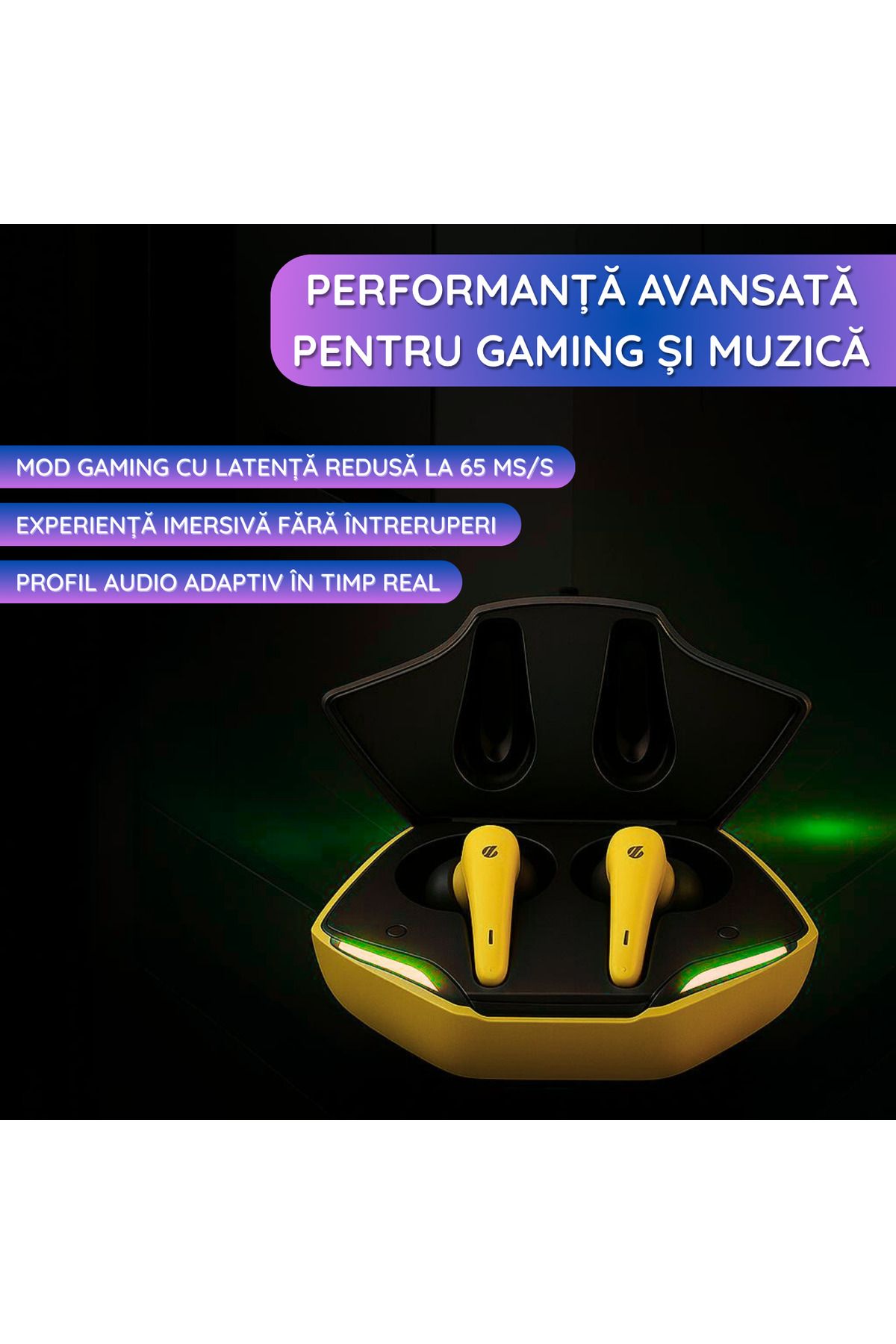 OEM-Wireless Earbuds, Bluetooth 5.2 EDR, In Ear, Smart Touch Control, RGB LED, Yellow 7