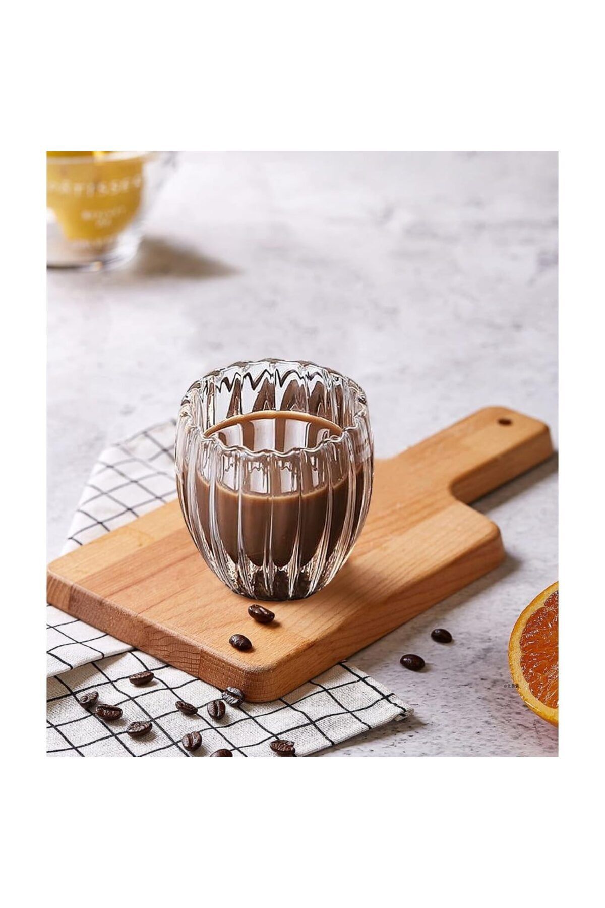 Quasar & Co.-Set 4 pahare cu pereti dubli Quasar&Co.®,termorezistente, model stripe,4x210 ml,sticla borosilicata 7