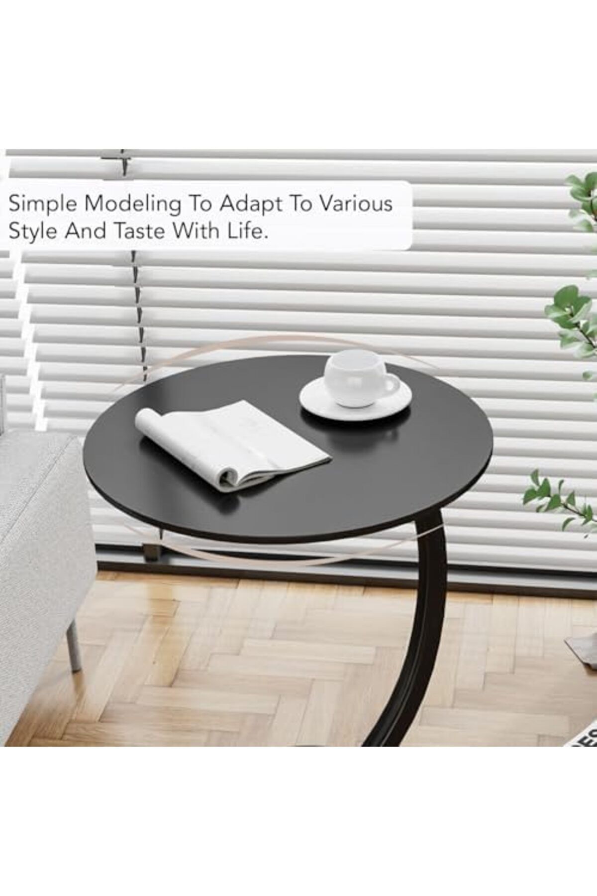 Generic-Naayaab Craft C-Shaped Side Table - Black 3