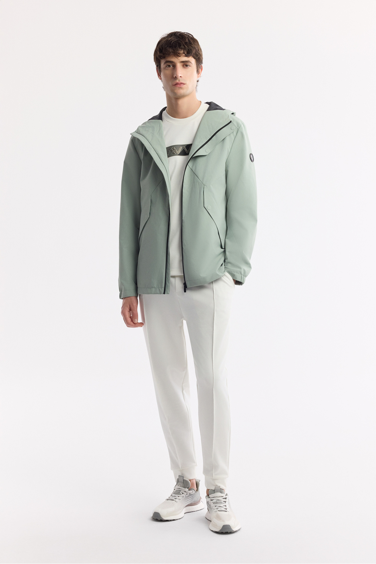 Avva-Men's Mint Green Comfort Fit Hooded Windproof Lightweight Coat A51Y6054 7