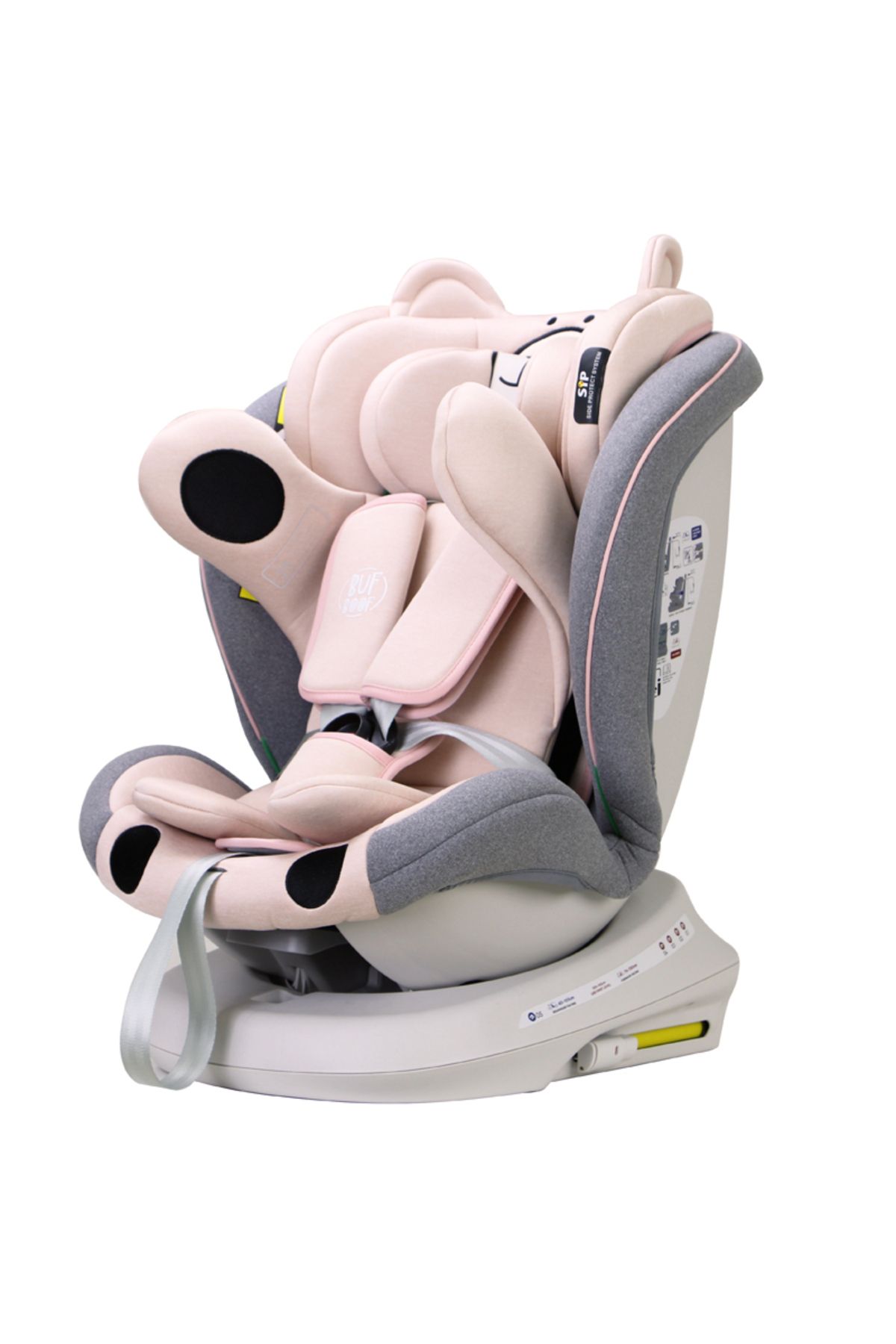 BUF BOOF-Scaun auto TWT Plus iSize Buf Boof UrsPink isofix Rotativ 360 Pozitie Somn Top Tether 40-150 cm 4