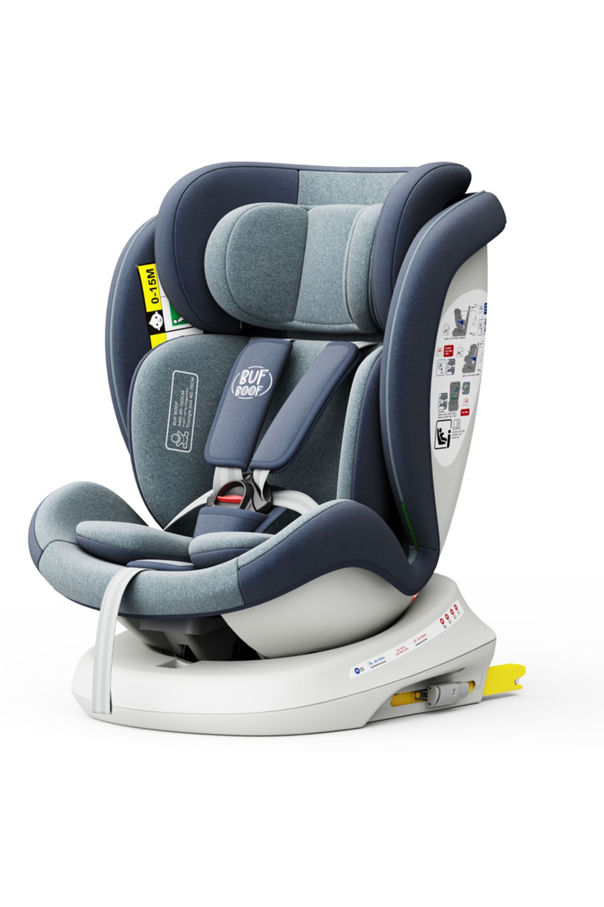 BUF BOOF-Scaun auto TWT Plus iSize Buf Boof Blue isofix Rotativ 360 Pozitie Somn Top Tether 40-150 cm 8