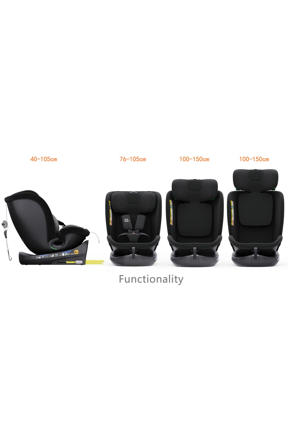BUF BOOF-Scaun Auto B-Joy DELUXE BUF BOOF iSIZE Grey Isofix pozitie somn 155 grade rotativ 360 grade 2