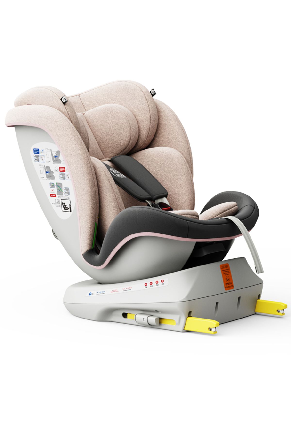 BUF BOOF-Scaun auto TWT Plus iSize Buf Boof LightPink isofix Rotativ 360 Pozitie Somn Top Tether 40-150 cm 8