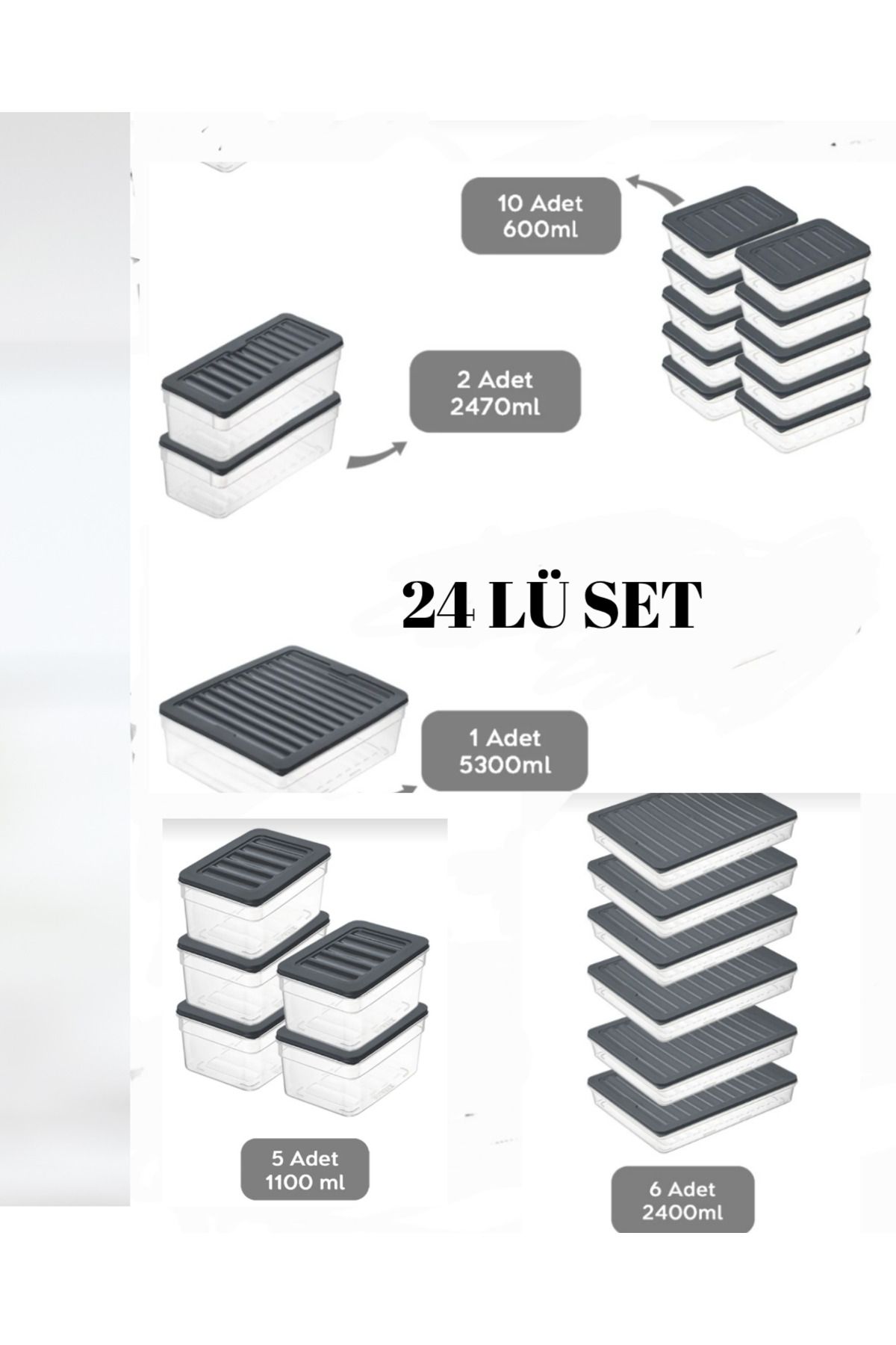 VİZYON-Horizontal Refrigerator Organizer Ice Box Storage Container Microwave Container Ice Box Container 6