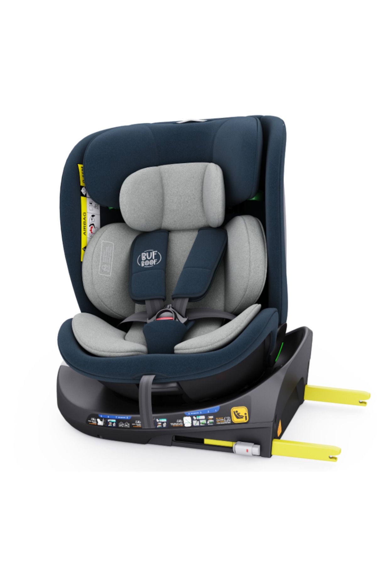 BUF BOOF-B-Joy DELUXE BUF BOOF iSIZE Blue Car Seat with Isofix, sleep position 155 degrees, 360 degrees rotating 4