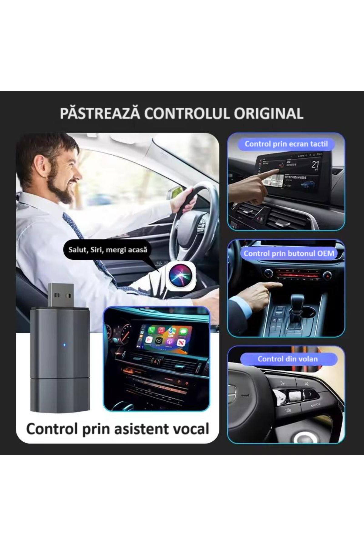 zyteq-Wireless adapter CarPlay & Android Auto ZYTEQ® 2-in-1, Plug-and-Play, WiFi 5GHz, BT, compact, gray 5